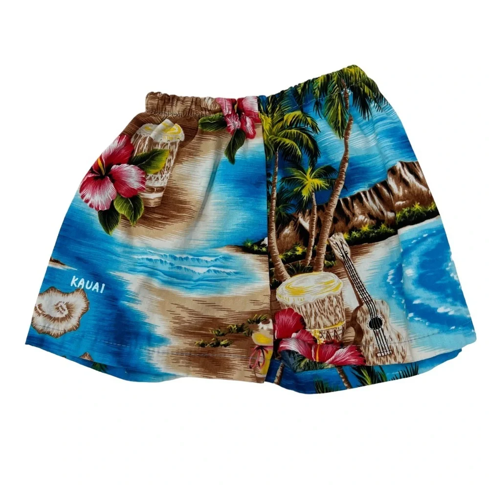RJC Hawaiian Aloha Shirt Shorts Set Island Map Floral Tropical 12M